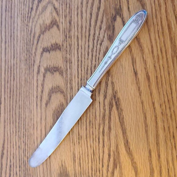 Oneida 1921 Community Grosvenor Silver-plate Solid 9.5" Dinner Knife Art Deco - Picture 2 of 15